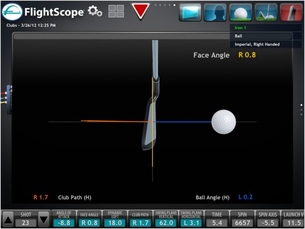 flightscope-x2-face-angle