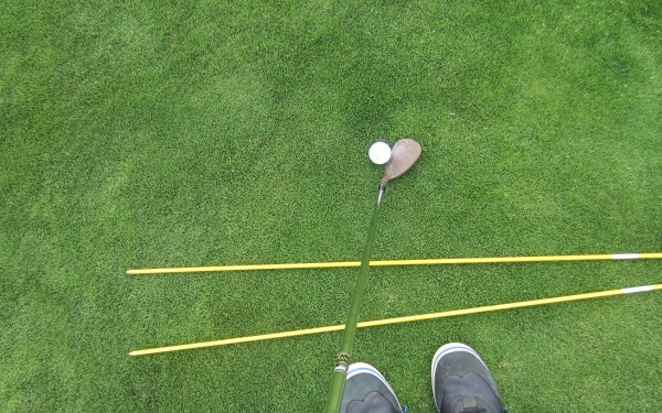To add/pronounce bounce, note how the club face is now pointing to 1pm.  Also note the forward shaft lean.