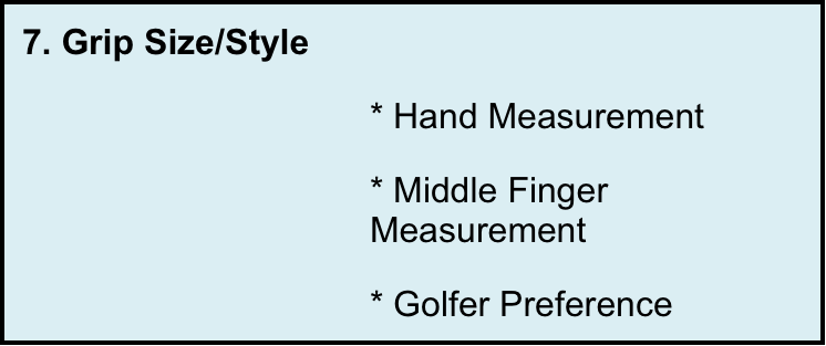 Golf Grip Size Chart