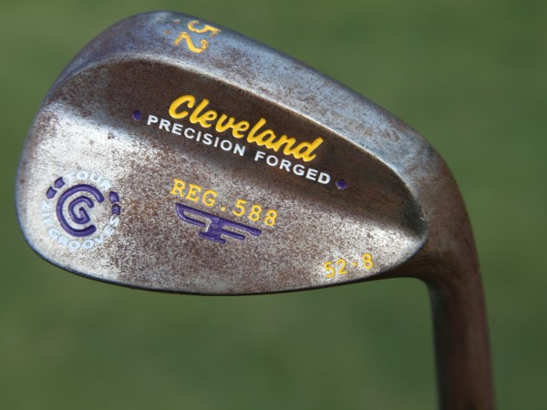 7a - Monday qualifier (shot 62) Ken Looper's rusted out Cleveland Precision Forged 588 wedge, custom painted with LSU colors