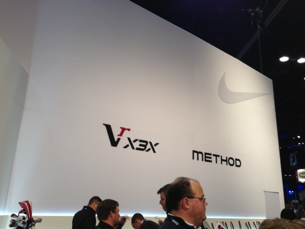 The brooding minimalism of Nike's booth at the 2014 PGA Merchandise Show.