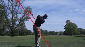 The golfer then has pivoted his body nicely while allowing the club to swing freely through which keeps it on plane.