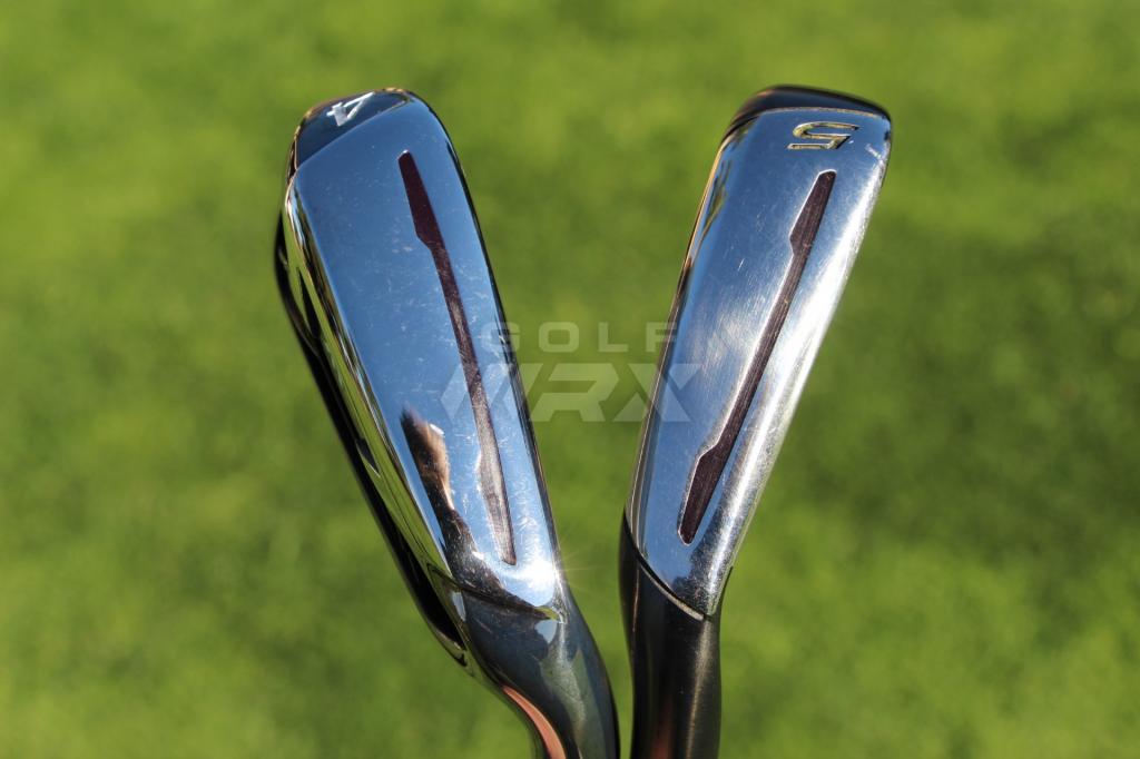 The soles of the M2 (left) and M2 Tour irons. 