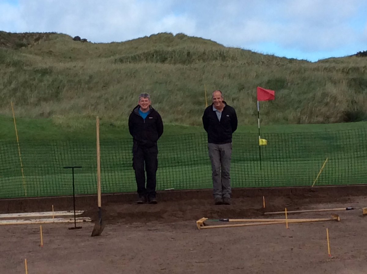 Bernard Findlay (right) working on the new 10th green complex