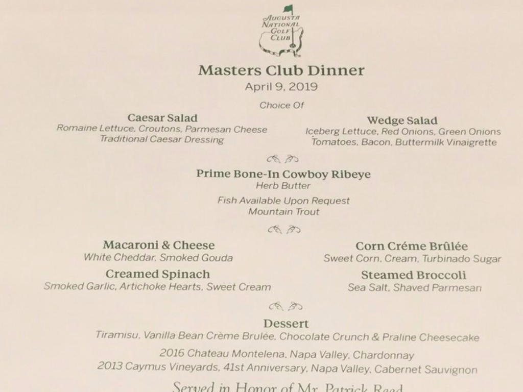 Patrick Reed’s Masters Champions Dinner menu revealed; A look back at