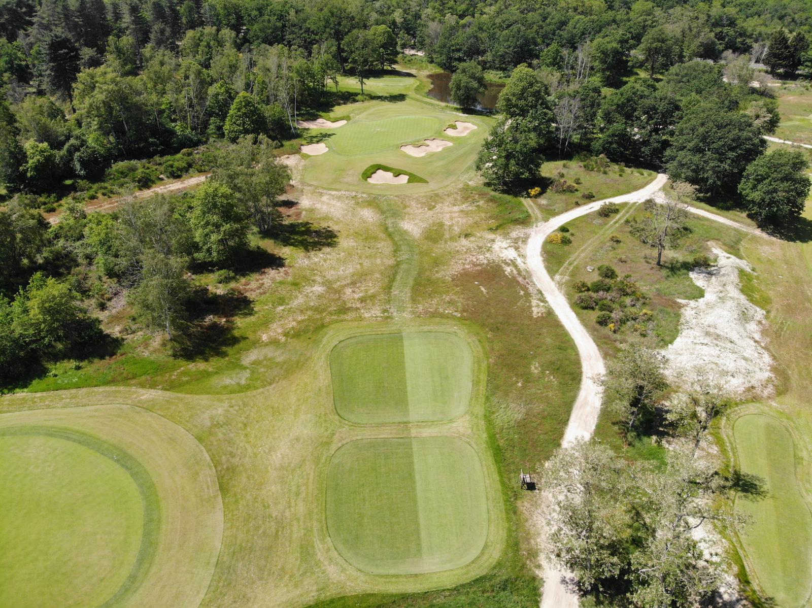 campo de golf, vista aérea, golf