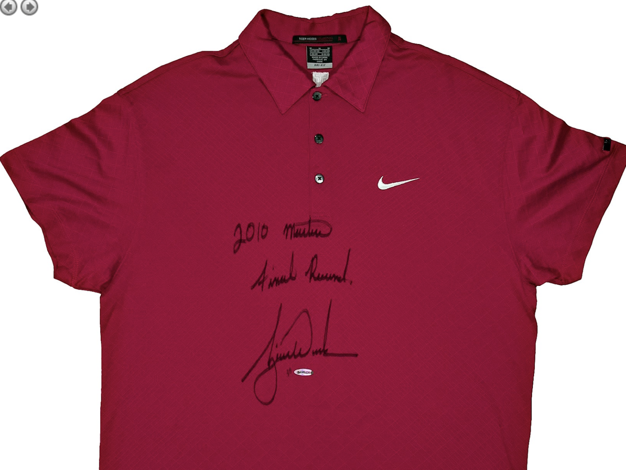 Tiger Woods’ Sunday Red Shirt From 2010 Masters Fetches Six Figures at Auction